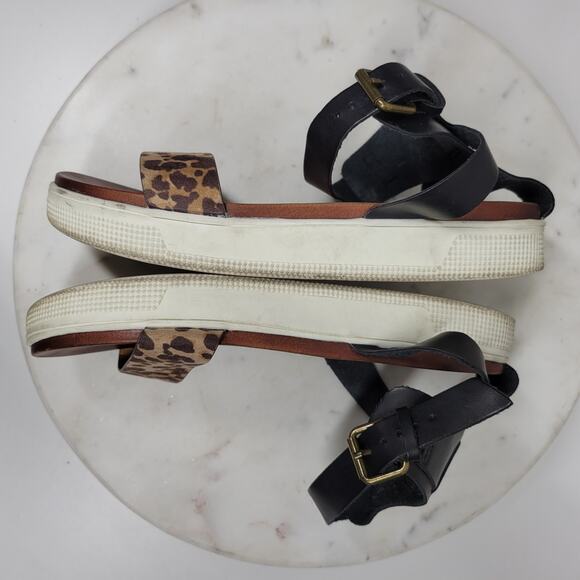 Mia Kyleigh Sandals Womens 7.5 Brown Leopard Suede Leather Platform Ankle Strap - Picture 11 of 13